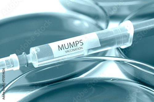 Photography mumps vaccination blue colored theme