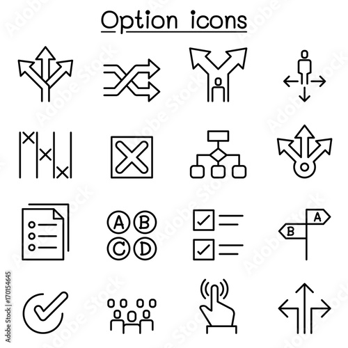Option icon set in thin line style