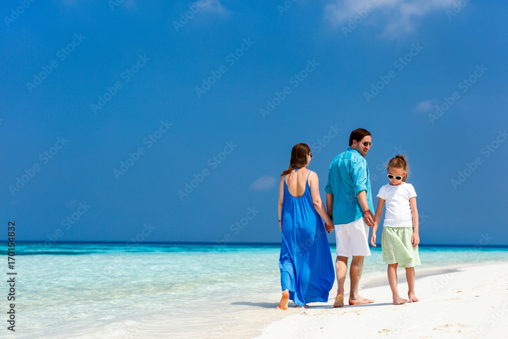 Family on a tropical beach vacation Family on a tropical beach vacation
