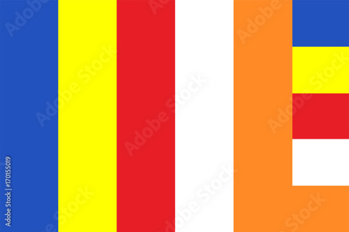 Vector flag of Buddhism. Buddha religion flag symbol.