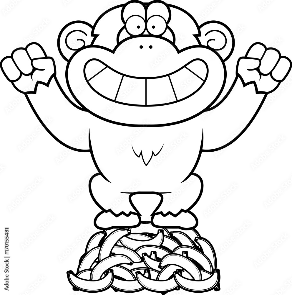 Cartoon Chimpanzee Bananas Cartoon Chimpanzee Bananas