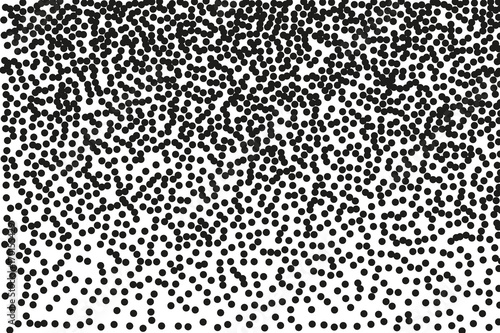 Random halftone. Pointillism style. Background with irregular, chaotic dots, points, circle. 