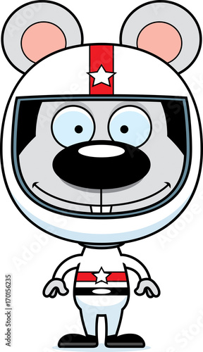 Cartoon Smiling Race Car Driver Mouse