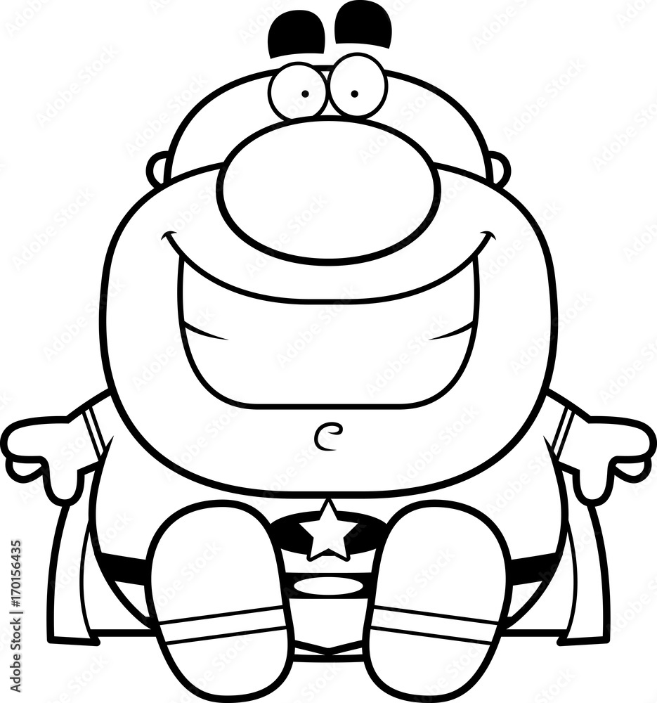 Cartoon Superhero Sitting Cartoon Superhero Sitting