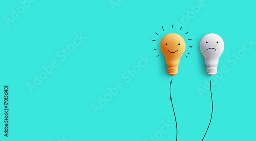 .Business creativity idea concept.with comparison  light bulb photo