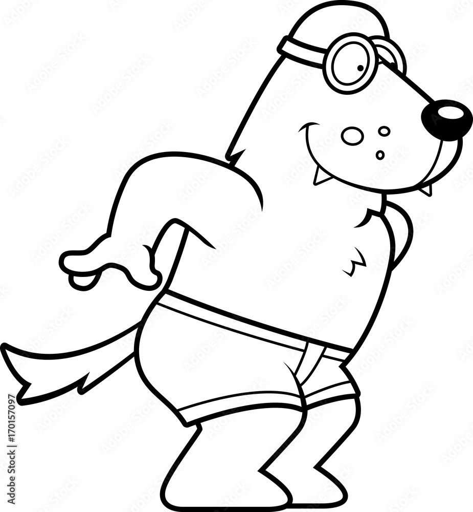 Cartoon Wolf Swimming Cartoon Wolf Swimming