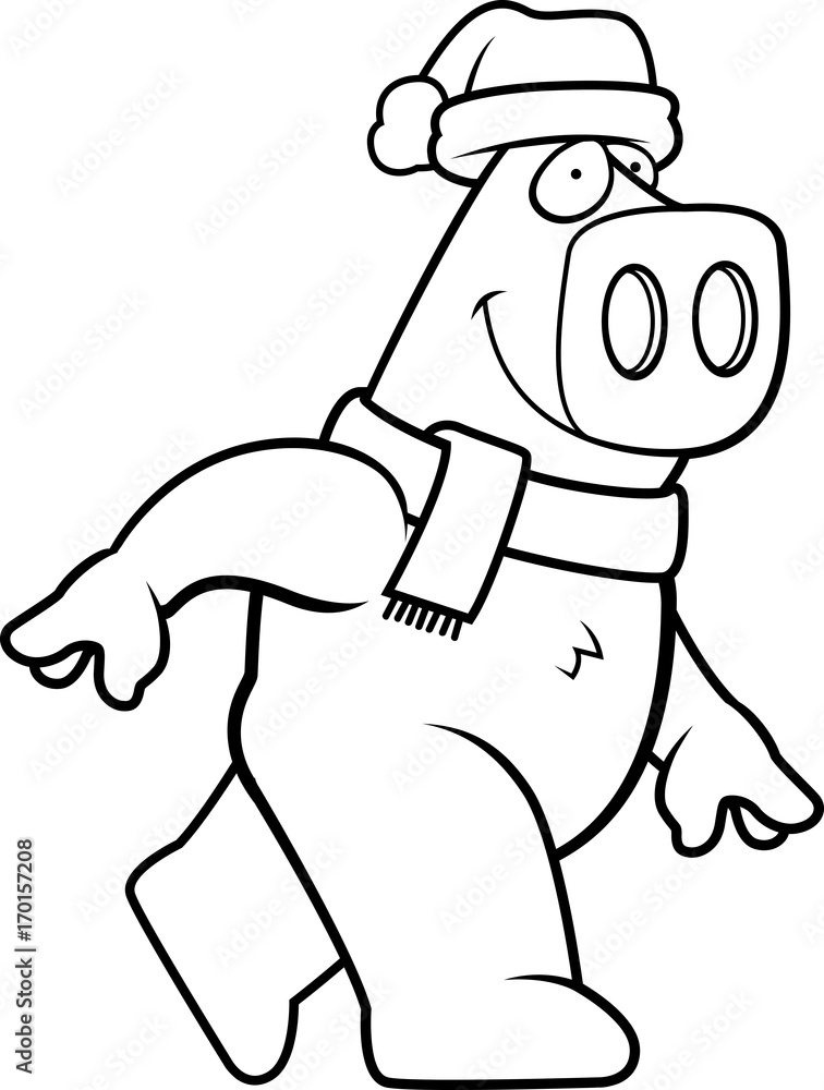 Cartoon Christmas Pig Cartoon Christmas Pig