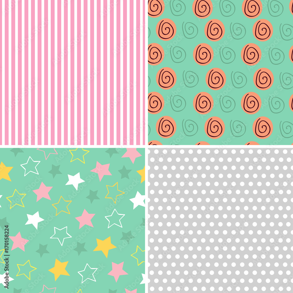 set of isolated seamless pattern baby abstract - vector illustration, eps
