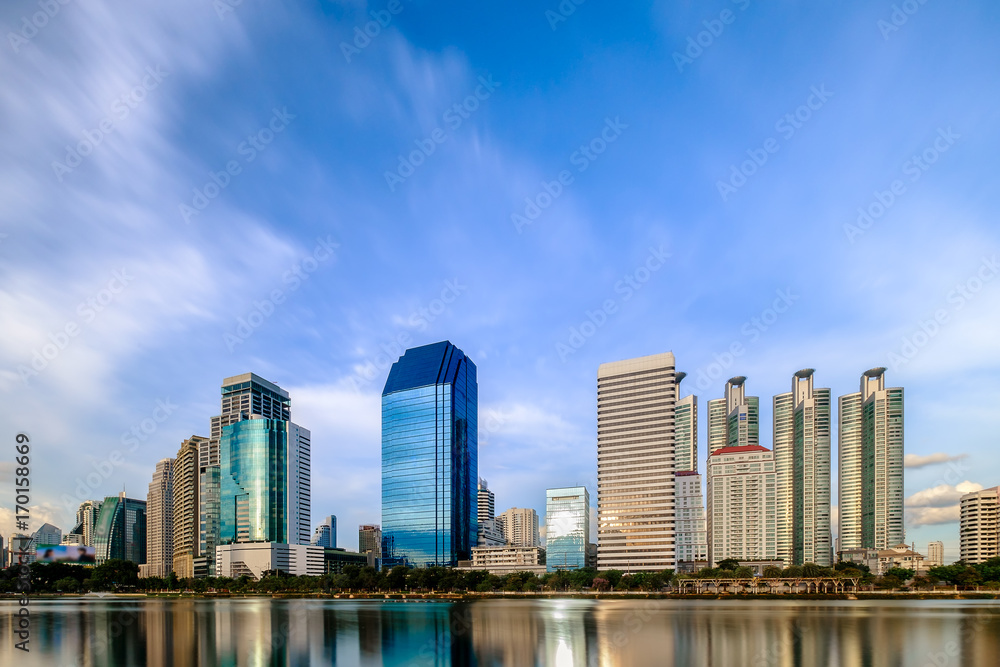 Business tower zone urban area,Asia Bangkok Thailand