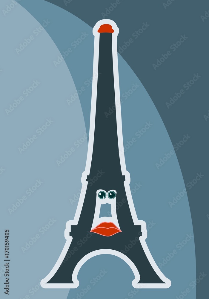 French Eiffel Tower Character. Illustration of a cartoon eiffel tower  character, famous national french monument located in Paris, with eyes,  lips and hat Stock Vector | Adobe Stock