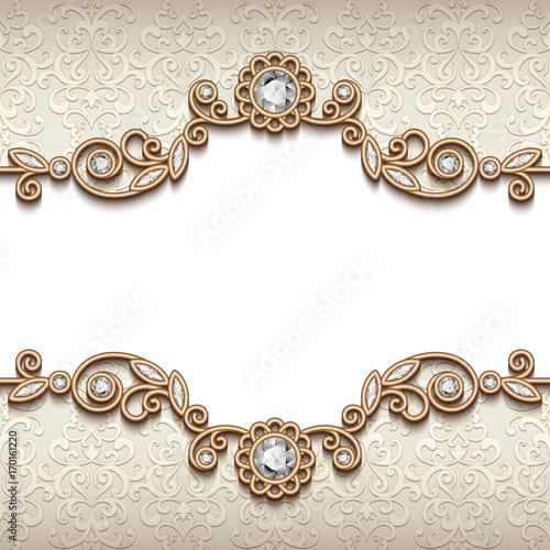 Vintage diamond jewellery card, flourish decoration