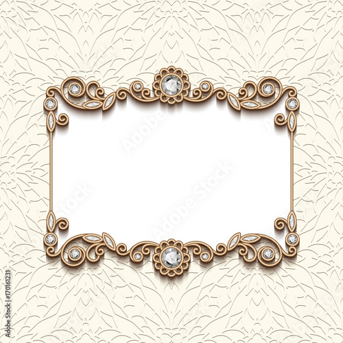 Vintage gold card with diamond jewellery border pattern