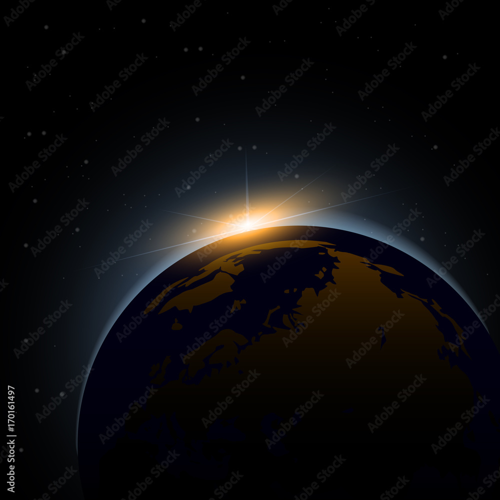 Fototapeta premium The planet Earth from the space and moon shine. Vector