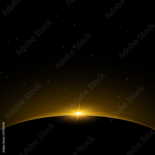The planet Earth from the space and moon shine. Vector