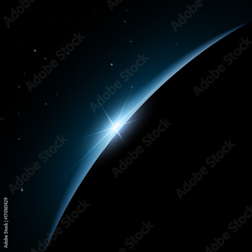 The planet Earth from the space and moon shine. Vector