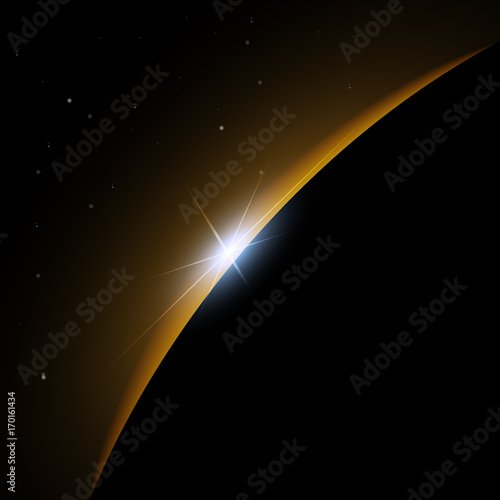 The planet Earth from the space and moon shine. Vector