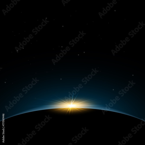 The planet Earth from the space and moon shine. Vector