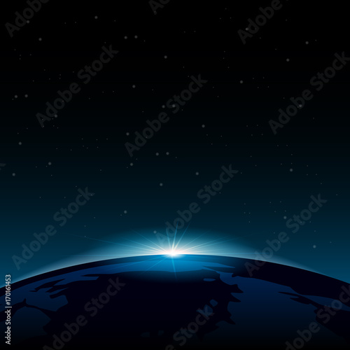 The planet Earth from the space and moon shine. Vector