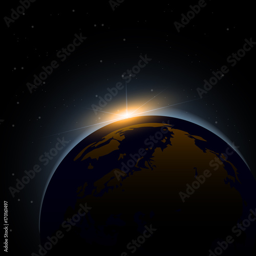 Fototapeta Naklejka Na Ścianę i Meble -  The planet Earth from the space and moon shine. Vector