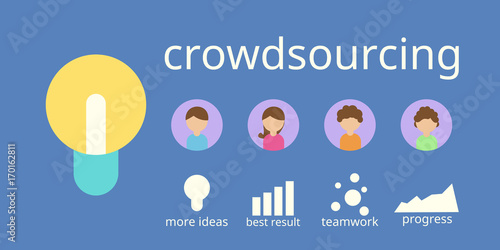 Crowdsourcing business. Vector flat design. Flyer or brochure.