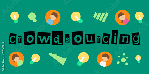 Crowdsourcing business. Vector flat design. Flyer or brochure.
