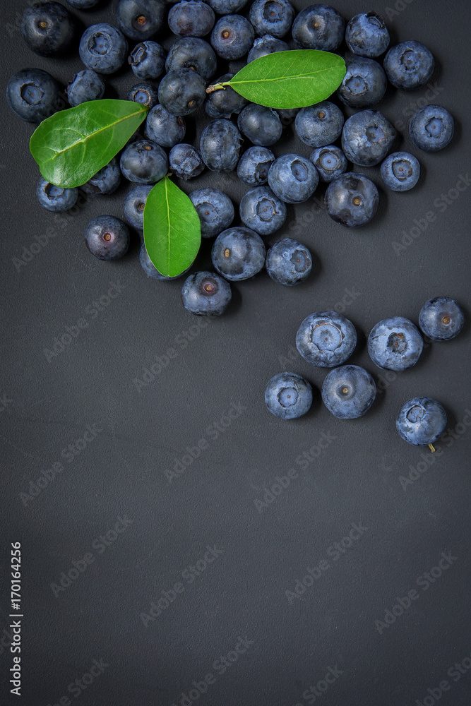 blueberries on black