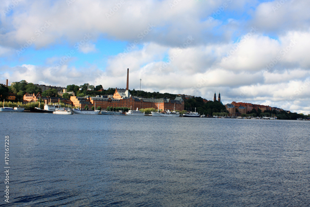 Scenic Summer Aerial View Of Old Town In Stockholm, Sweden Scenic Summer Aerial View Of Old Town In Stockholm, Sweden