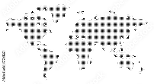 World Map with pixels - stock vector