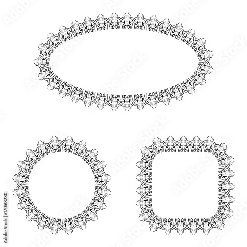 abstract vector black and white ornate frames set