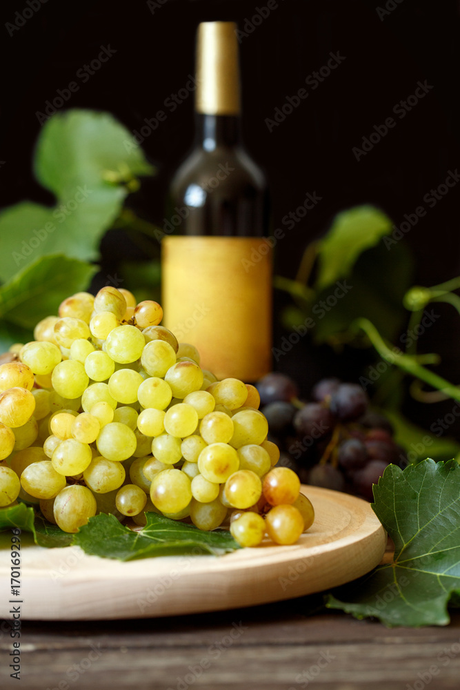 white grape fruit on wood background.