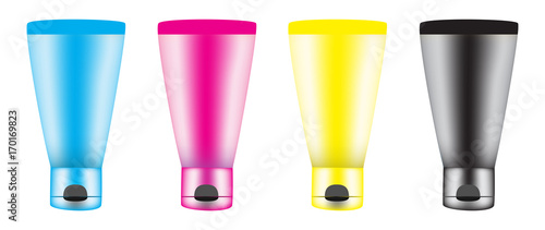  Vector illustration of isolated process CMYK colors in tube