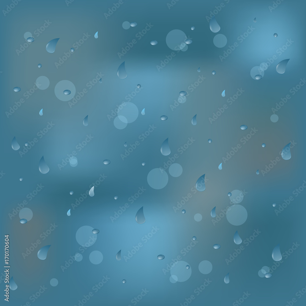 Vector Photo Realistic Image Of Raindrops Or Vapor Trough Window Glass vector illustration