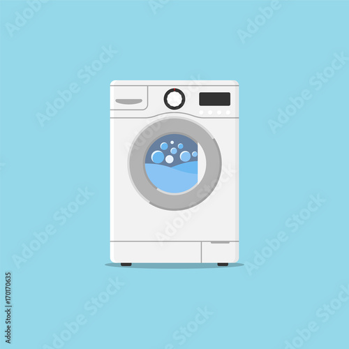 Washing machine flat design style. Vector illustration