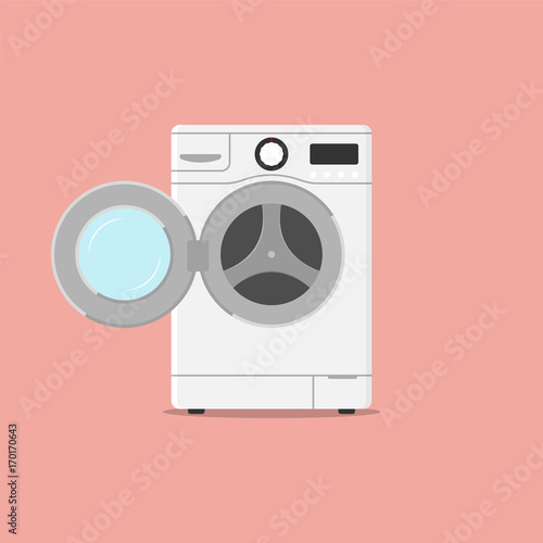 Washing machine flat design style. Vector illustration