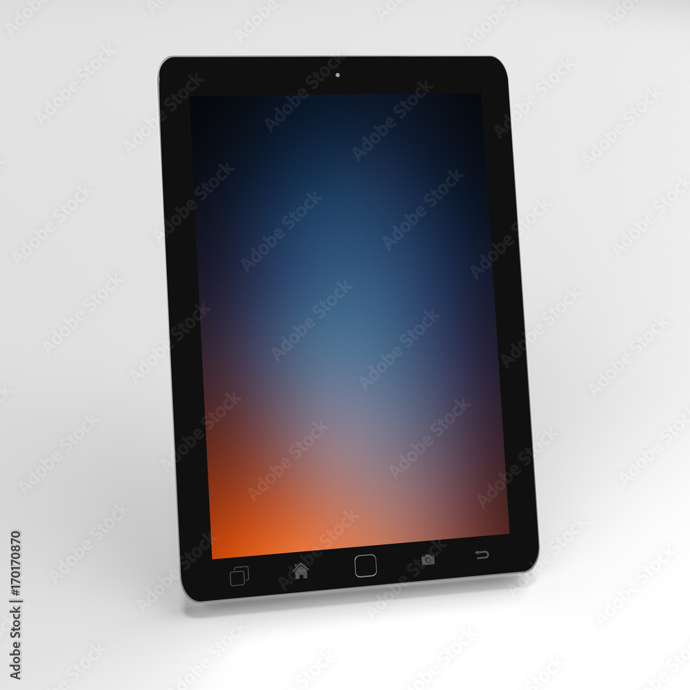 Modern digital black tablet on white background 3D rendering Modern digital black tablet on white background 3D rendering