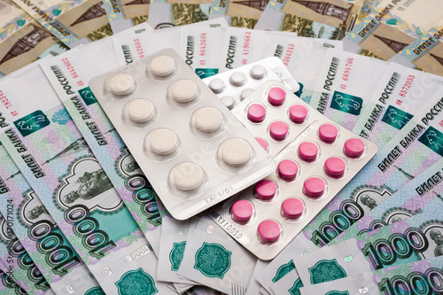 Russian rubles and pills for the treatment 
