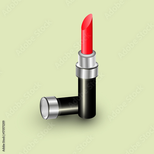 Realistic makeup cosmetics set isolated on white background vector illustration. Lipstick pink sparkling tube, pomade applicator. Decorative facial cosmetics products, beauty fashion makeup collection