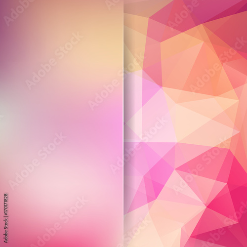 Abstract mosaic background. Blur background. Triangle geometric background. Design elements. Vector illustration. Pastel pink, orange colors.