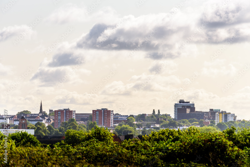 Cloudy Day Cityscape View of Northampton UK
