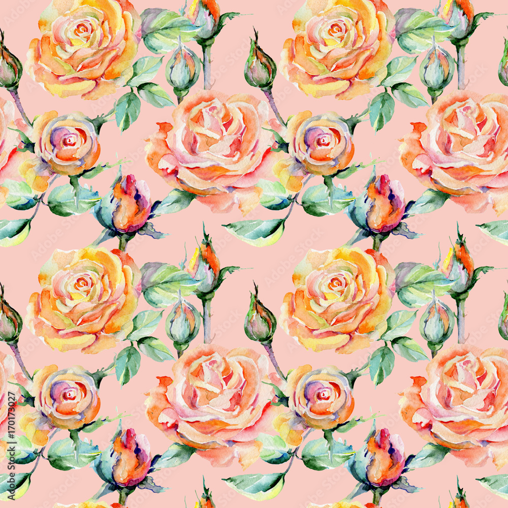 Wildflower rose flower pattern in a watercolor style. Full name of the plant: rosa. Aquarelle wild flower for background, texture, wrapper pattern, frame or border. Wildflower rose flower pattern in a watercolor style. Full name of the plant: rosa. Aquarelle wild flower for background, texture, wrapper pattern, frame or border.