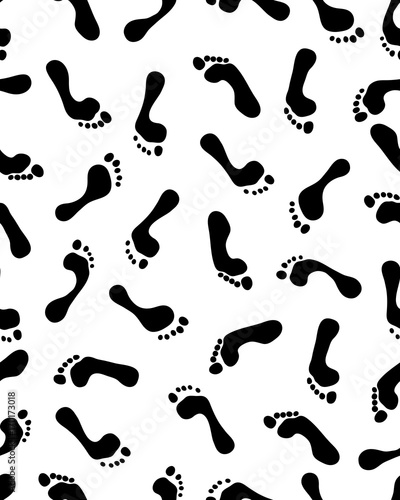 Seamless pattern of barefoot on a white background, vector