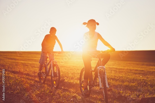 Bike ride at the sunset