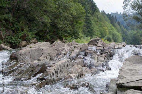 Fototapeta Naklejka Na Ścianę i Meble -  River in Bieszczady National Park. Sine Wiry.