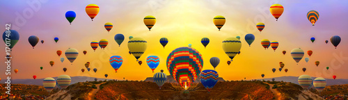 hot air balloons in sunrise