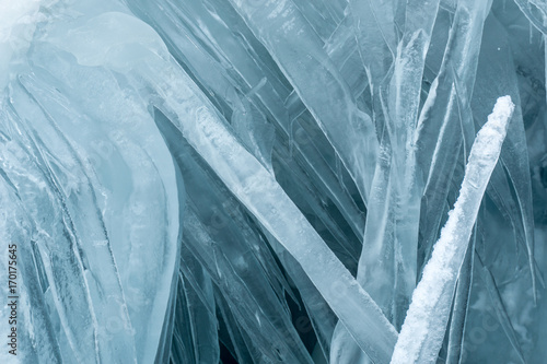 Принти на полотні Blue icicles in a crevasse on a glacier