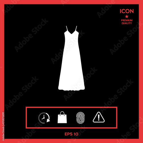 Long Dress, Evening dress, combination or nightie , the silhouette. Menu item in the web design