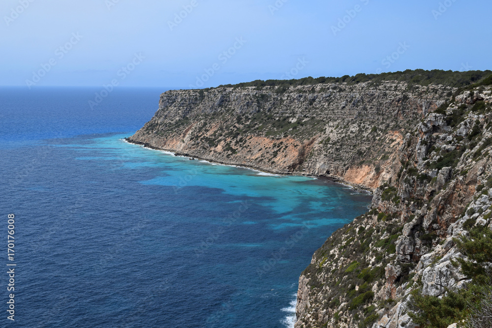 Rocky coastline of Formentera Island, Spain