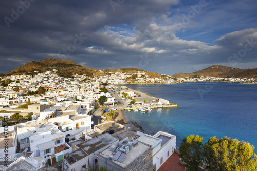 View of Skala village on Patmos island in Greece. 