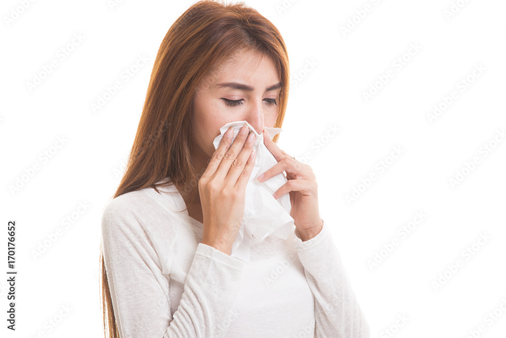 Young Asian woman got sick and flu. Young Asian woman got sick and flu.