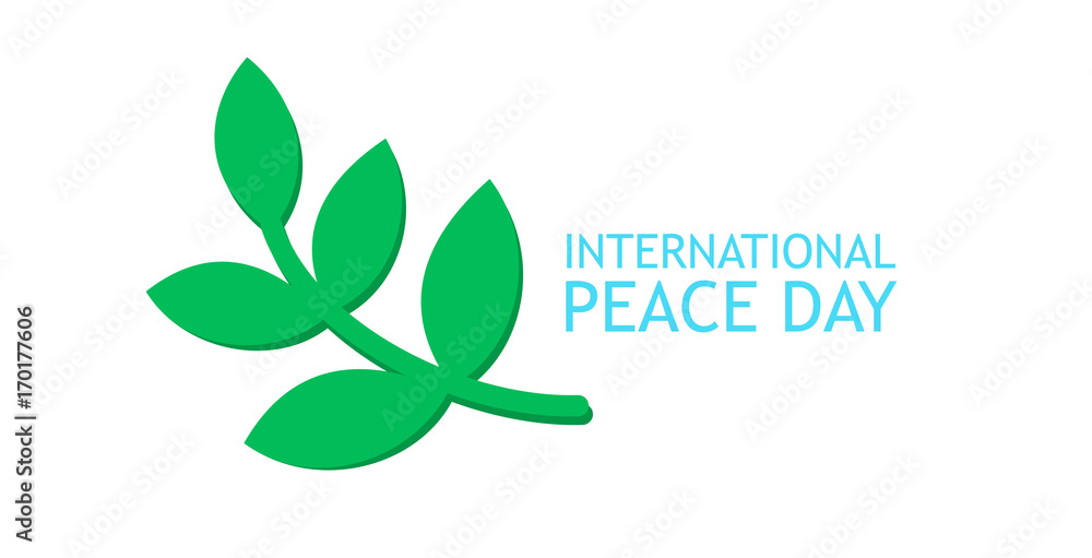 Naklejka premium olive branch and banner for International Peace Day poster